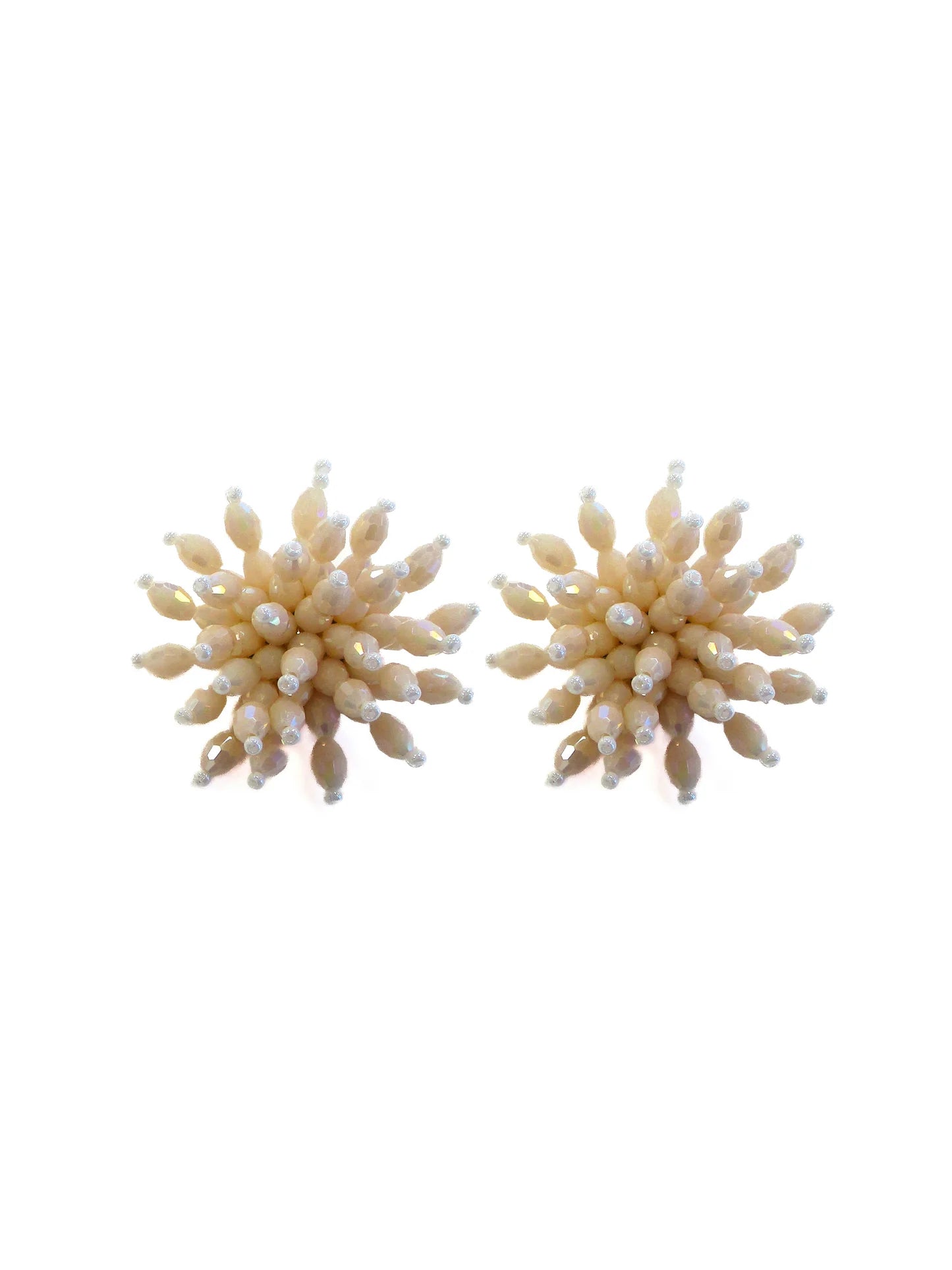 Orecchini bottone a clips cucito con cristalli - Narcis