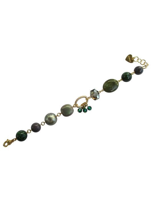 Bracciale incatenato con elementi in resina e cristallo - Potpourri