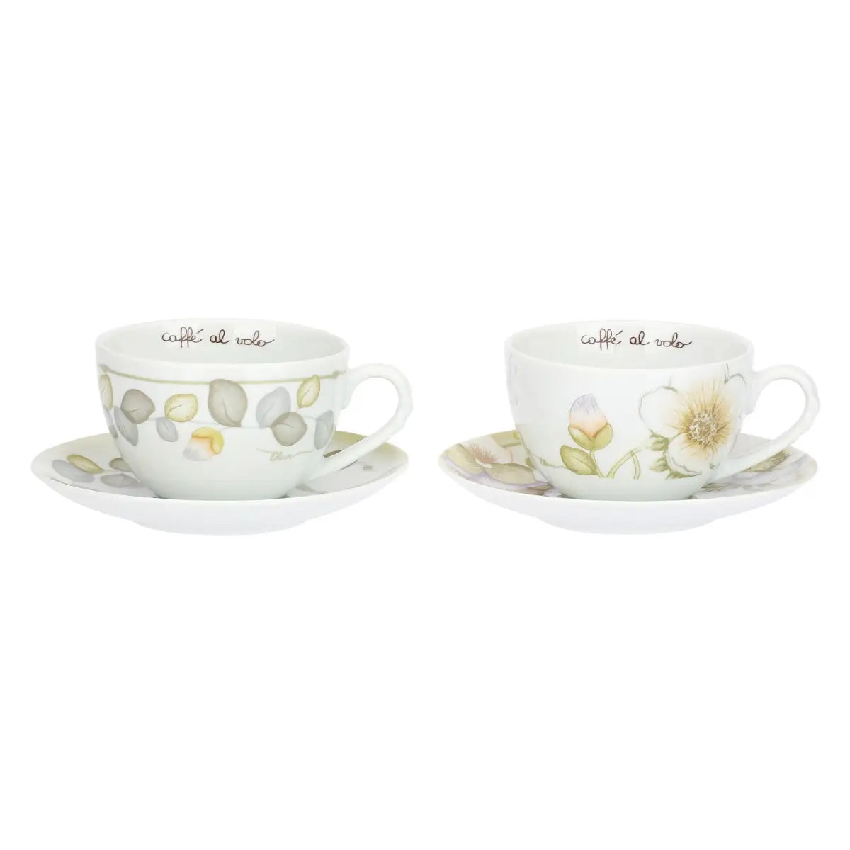 Set 2 tazze colazione con piattino in porcellana Bloom