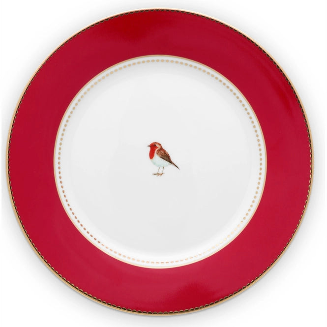 Piatto con uccellini innamorati rossi, 21 cm