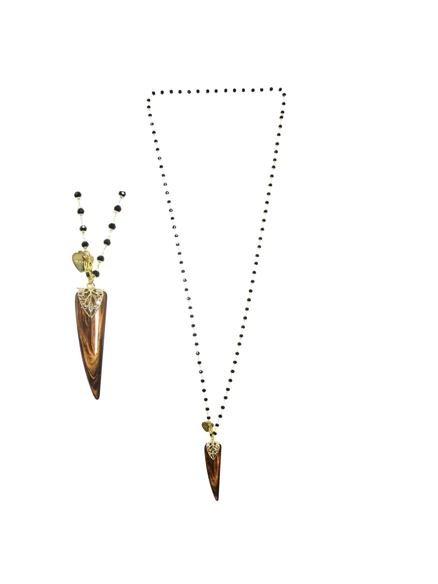 Collana con cristalli e ciondolo a cornetto marmorizzato brown - Tarocchi