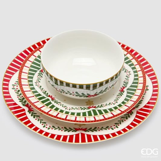 Servizio Piatti Xmas Mix Verde Rosso 24 Pz
