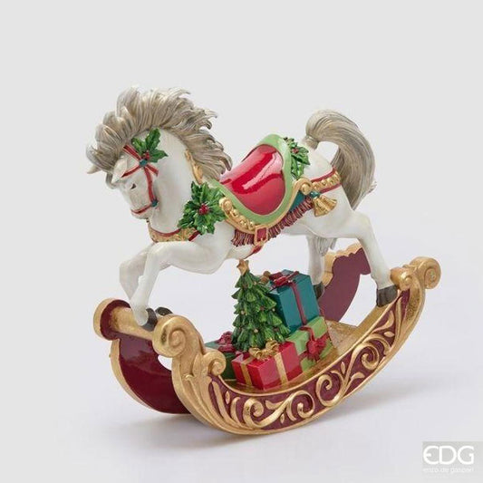 Cavallo a Dondolo Natalizio Verde Rosso