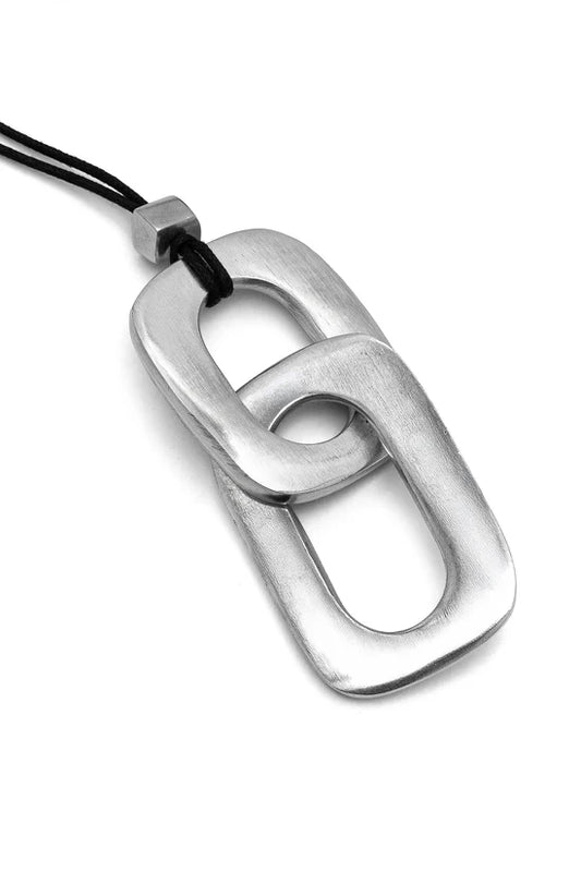 Collana lunga donna con doppio rettangolo in alluminio