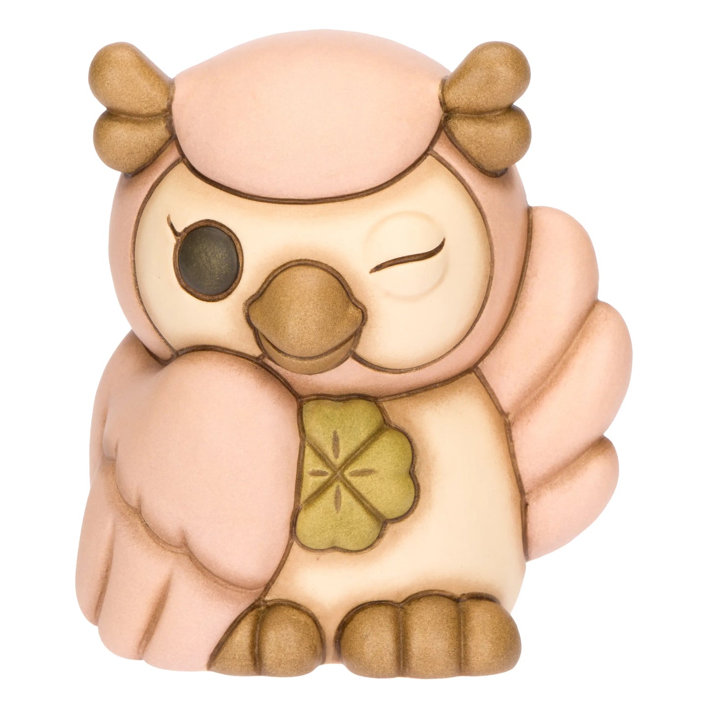 Gufo con Quadrifoglio rosa