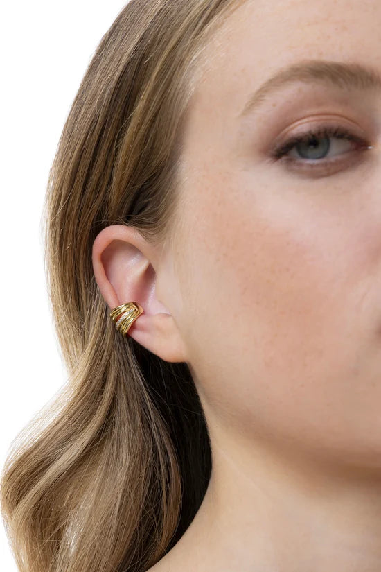 Ear cuff multilinea con fila di zirconi