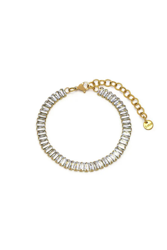 Bracciale donna baguette con zirconi placcato