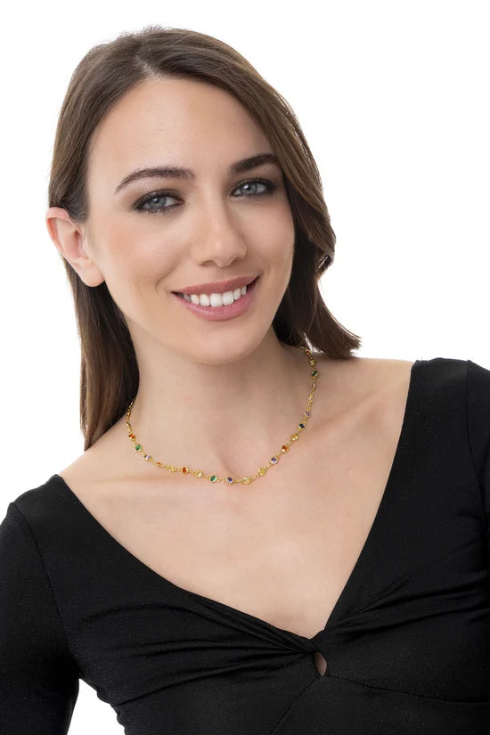 Collana tennis donna con zirconi placcata oro