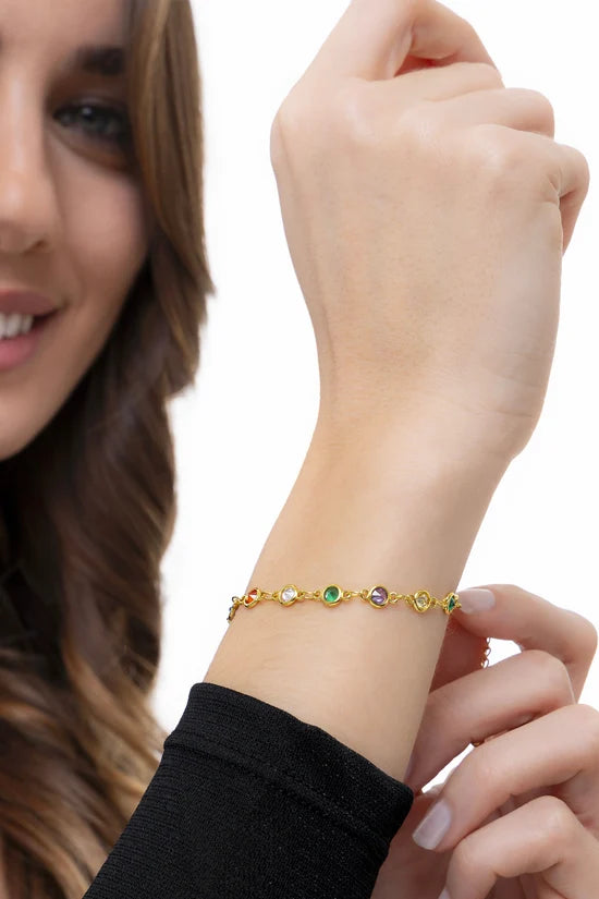 Bracciale tennis donna con zirconi placcato oro