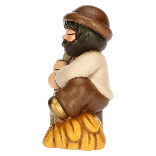 Uomo con forcone e fieno in ceramica Presepe Classico