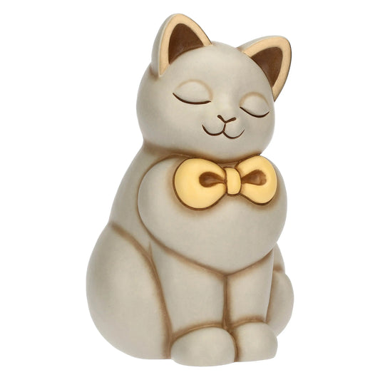 Gatto Momi con fiocco in ceramica, grande