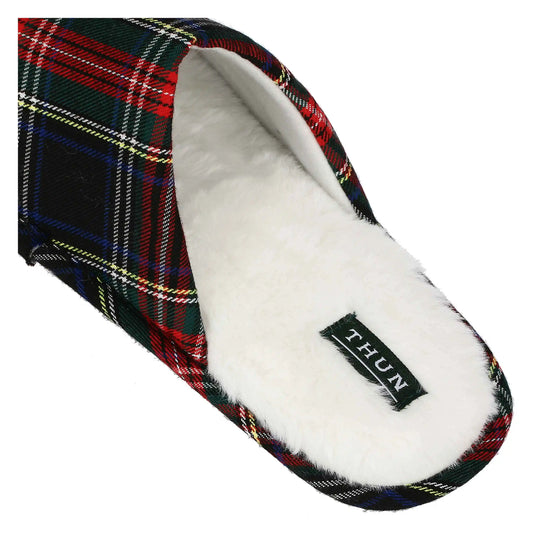 Pantofole in tartan con baffo, lui
