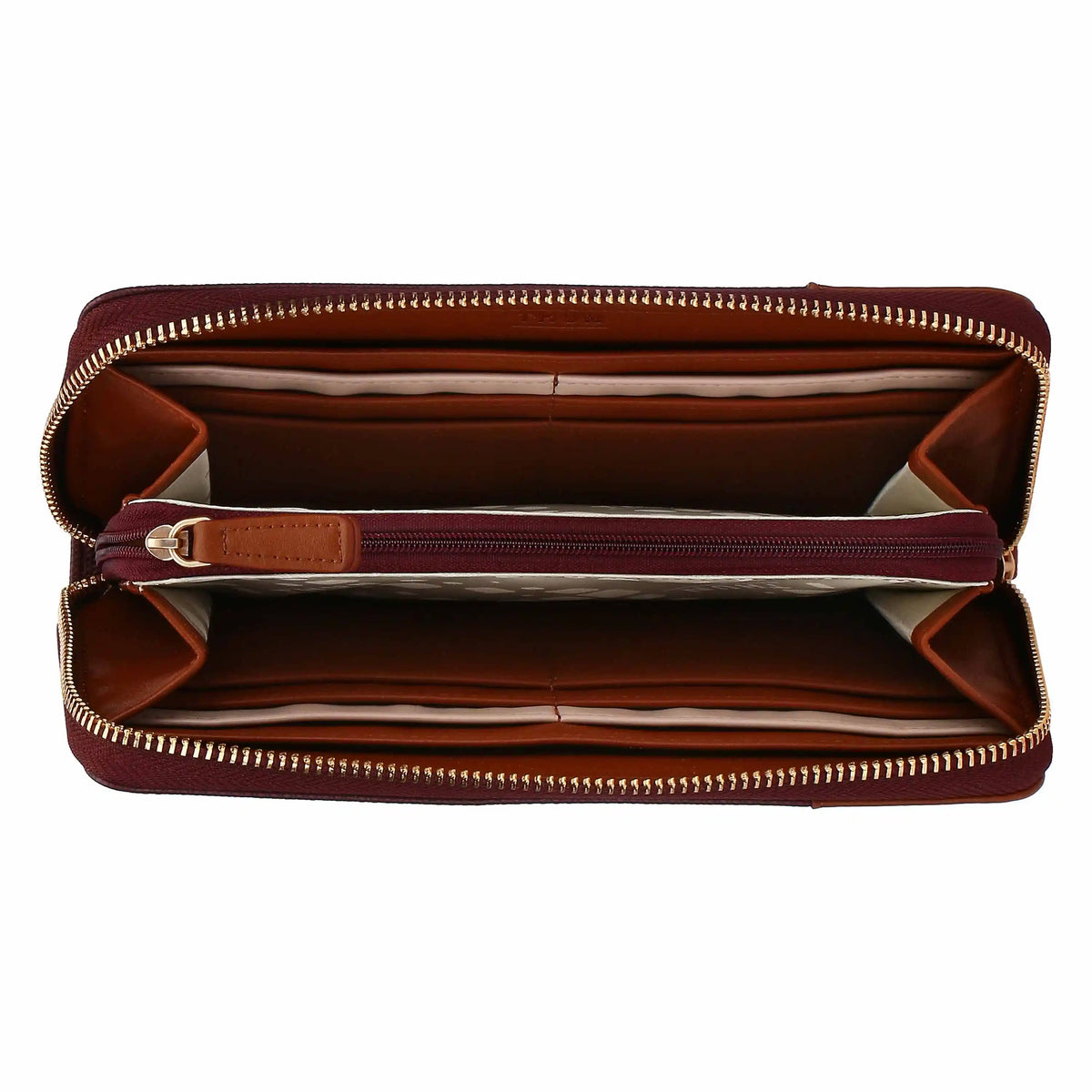 Portafoglio con zip, viola/marrone