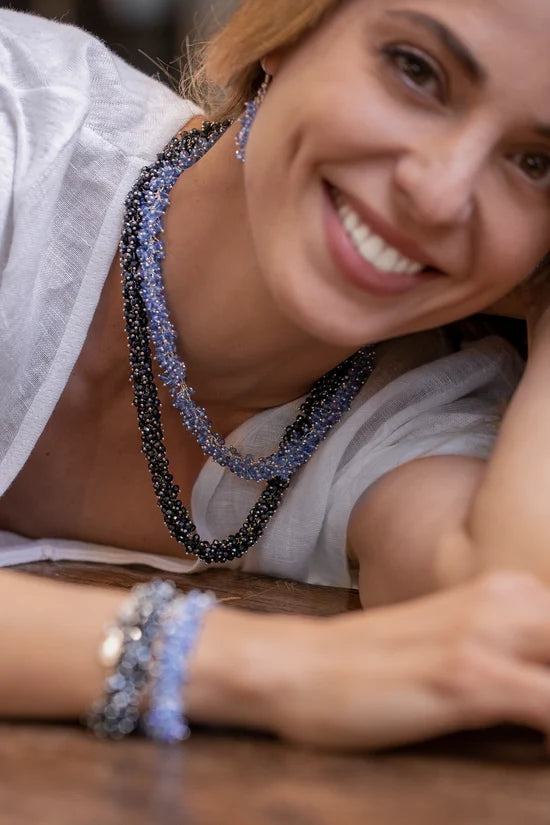 Collana Cristalli Blu Notte