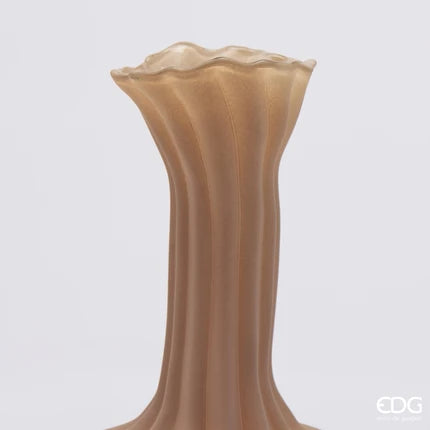 Vaso Flow Sinuoso H 31 Cm D 17 Cm Vetro Marrone Chiaro