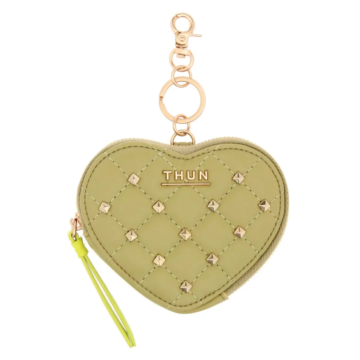 Portachiavi astuccio cuore con borchie, verde pistacchio