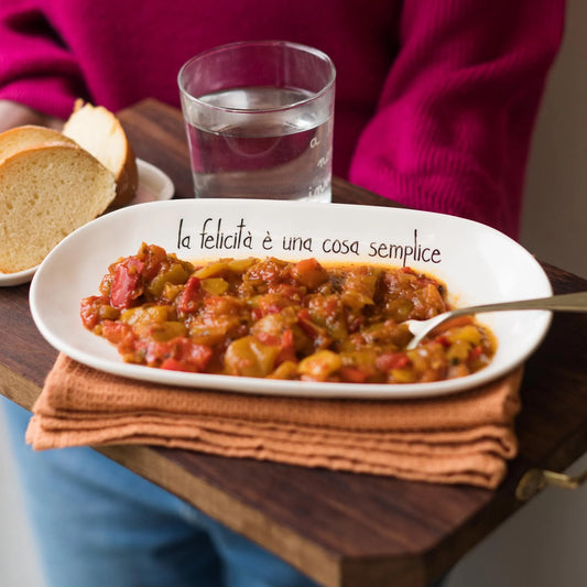 Piatto Ovale Fondo 25Cm La Felicita' E' Una Cosa Semplice
