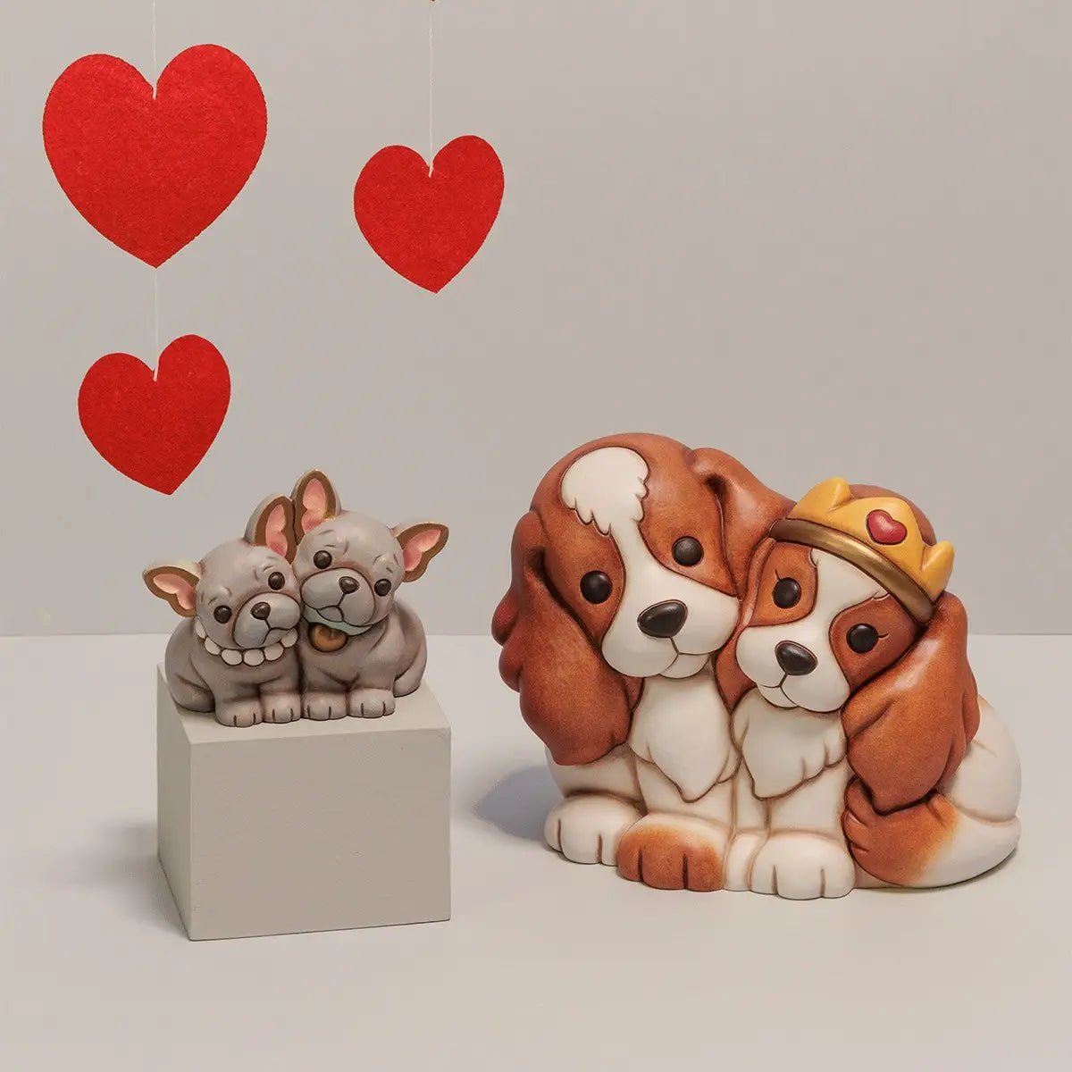 Coppia cani Cavalier King in ceramica