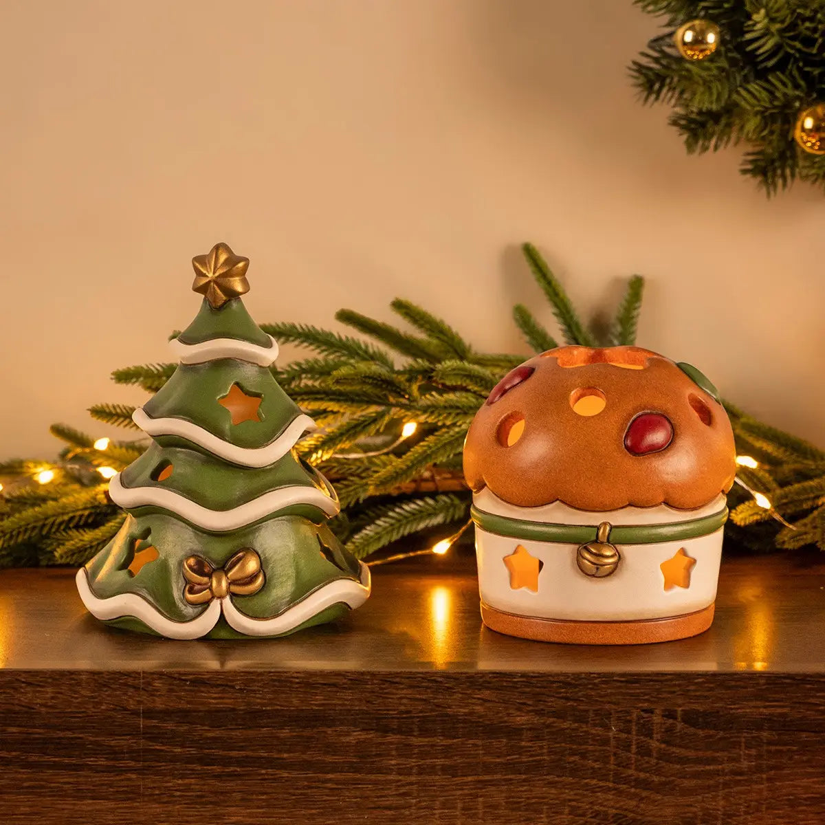 Porta tea-light panettone in ceramica, Sorprese di Natale