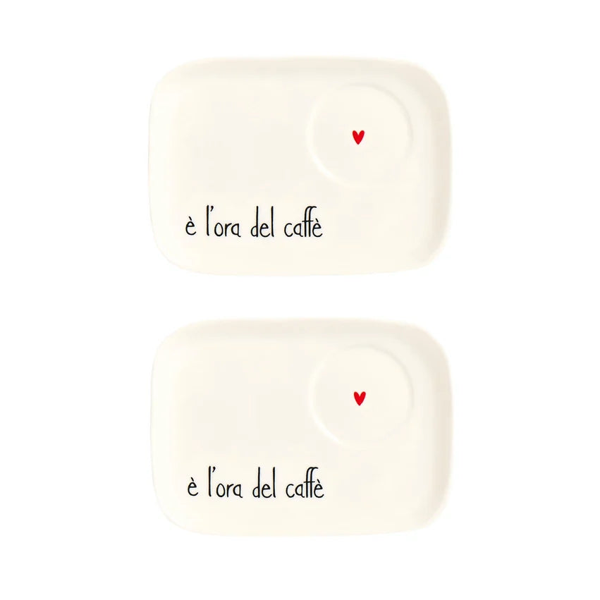 Set 2 Piattini per Tazze Espresso E' l'ora del caffè