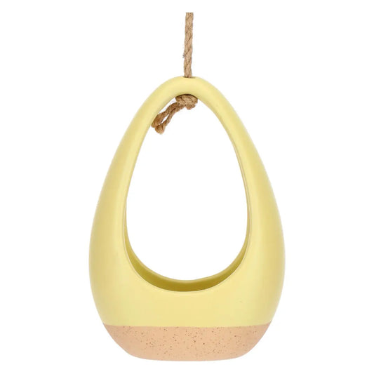 Cachepot in ceramica Incanto di Primavera con corda, giallo