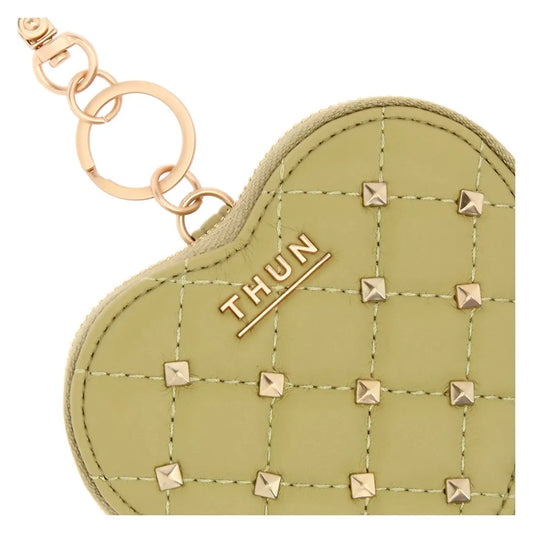 Portachiavi astuccio cuore con borchie, verde pistacchio