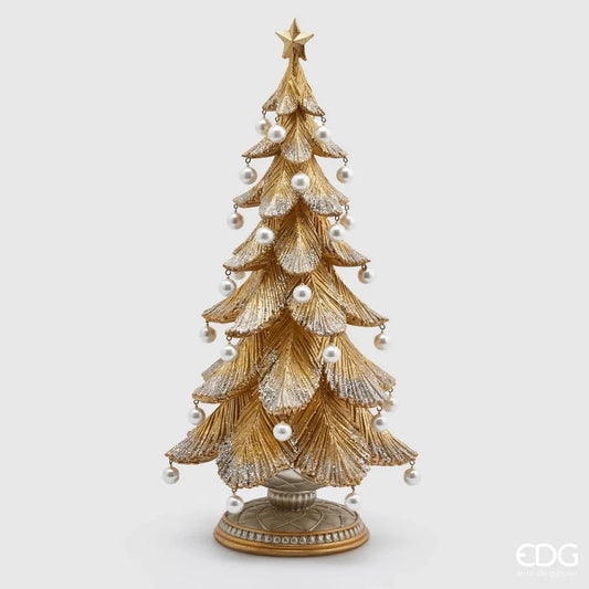 Pino Poly con Perle H 46 Cm D 22 Cm Oro Argento