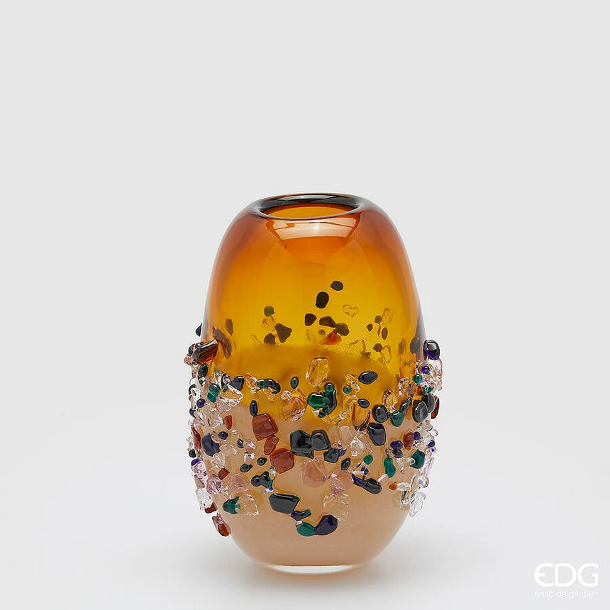 Vaso Gemme Ovale H 25 Cm L 18 Cm L 15 Cm Vetro Amber