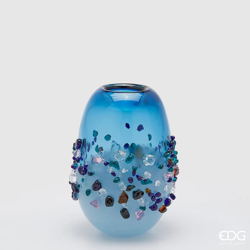 Vaso Gemme Ovale H 25 Cm L 18 Cm L 15 Cm Vetro Light Blue