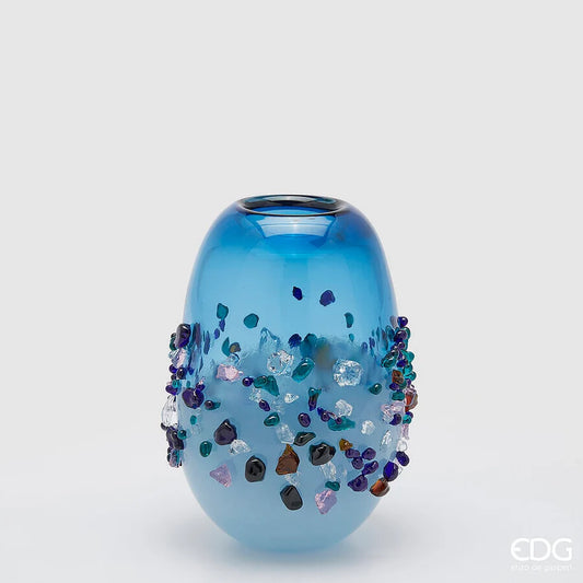 Vaso Gemme Ovale H 25 Cm L 18 Cm L 15 Cm Vetro Light Blue