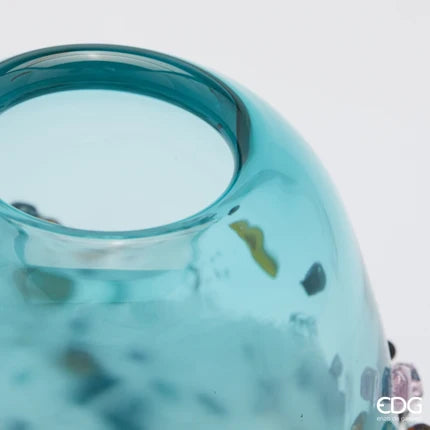 Vaso Gemme Ovale H 25 Cm L 18 Cm L 15 Cm Vetro Turquoise