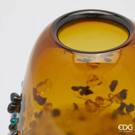 Vaso Gemme Ovale H 29 Cm L 21 Cm L 17 Cm Vetro Amber