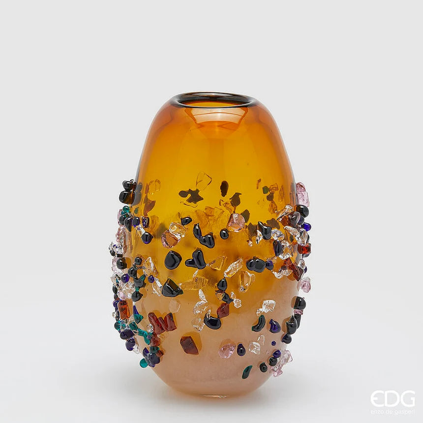 Vaso Gemme Ovale H 29 Cm L 21 Cm L 17 Cm Vetro Amber