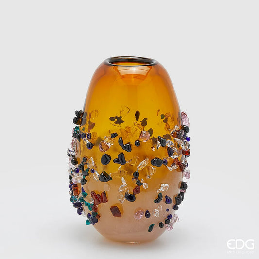 Vaso Gemme Ovale H 29 Cm L 21 Cm L 17 Cm Vetro Amber