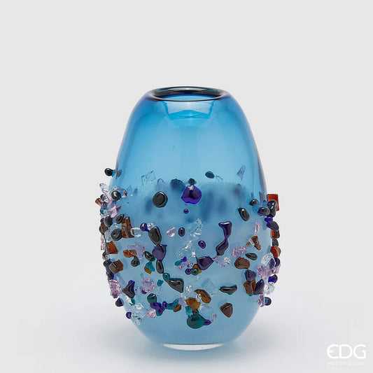 Vaso Gemme Ovale H 29 Cm L 21 Cm L 17 Cm Vetro Light Blue