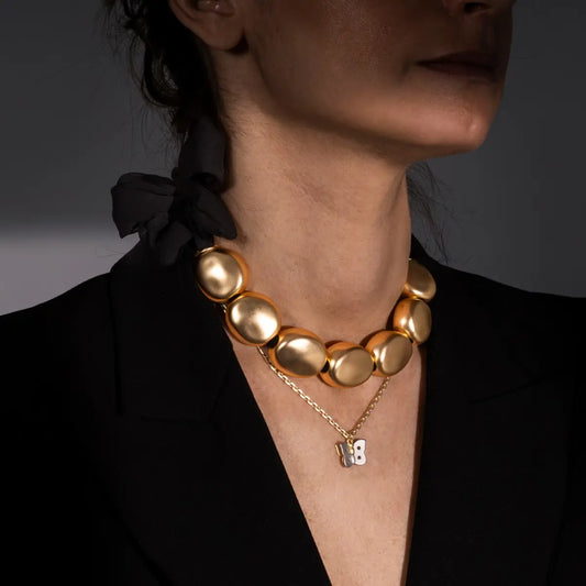 Collana foulard con pepite oro