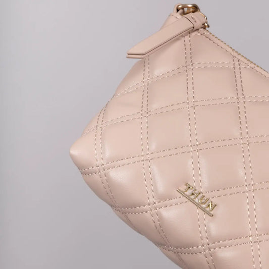Pochette trapuntata con tracolla, nocciola