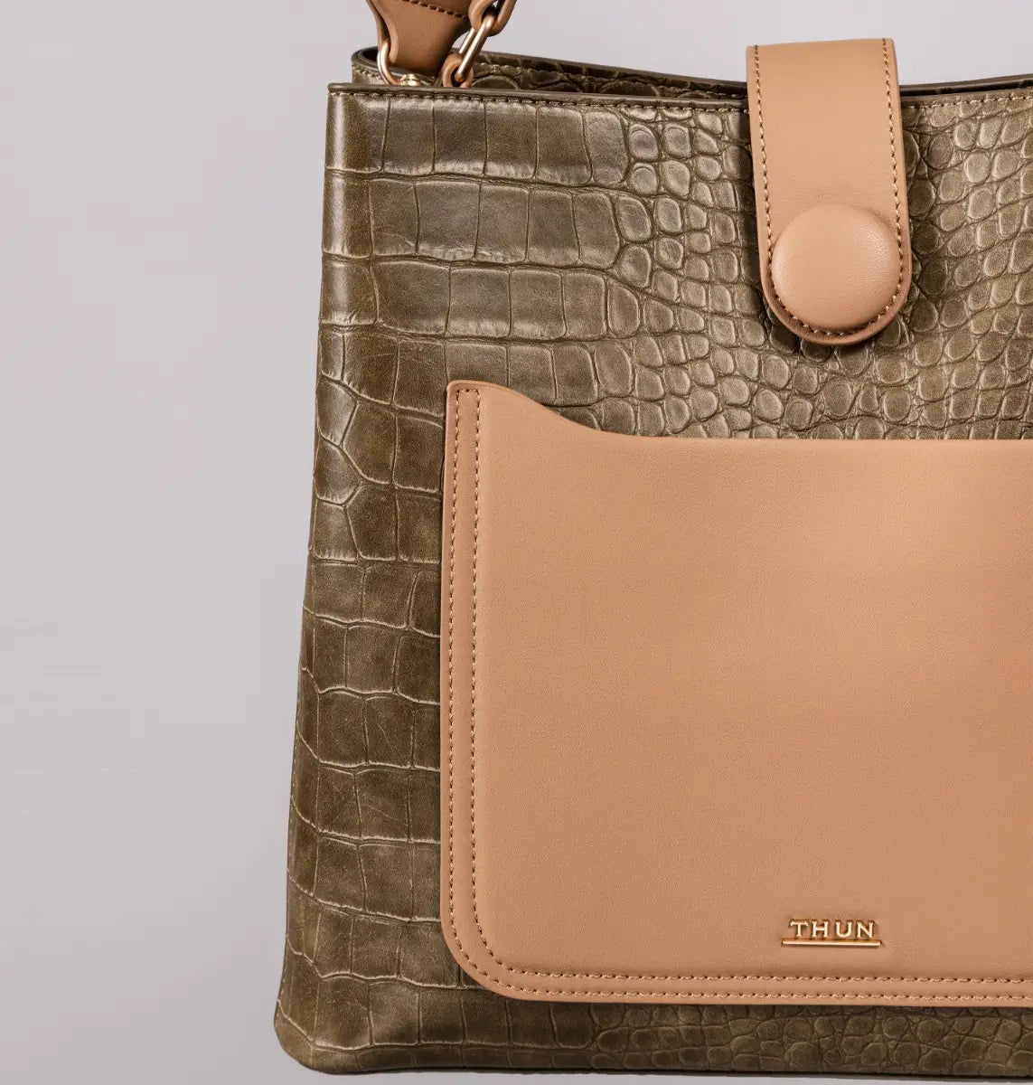 Borsa con tracolla e maniglia con tasca e stampa rettile