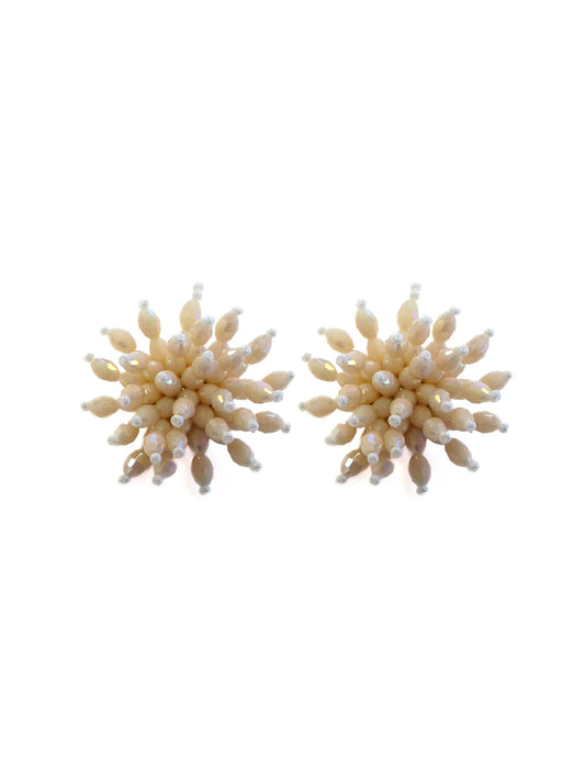 Orecchini bottone a clips cucito con cristalli - Narcis