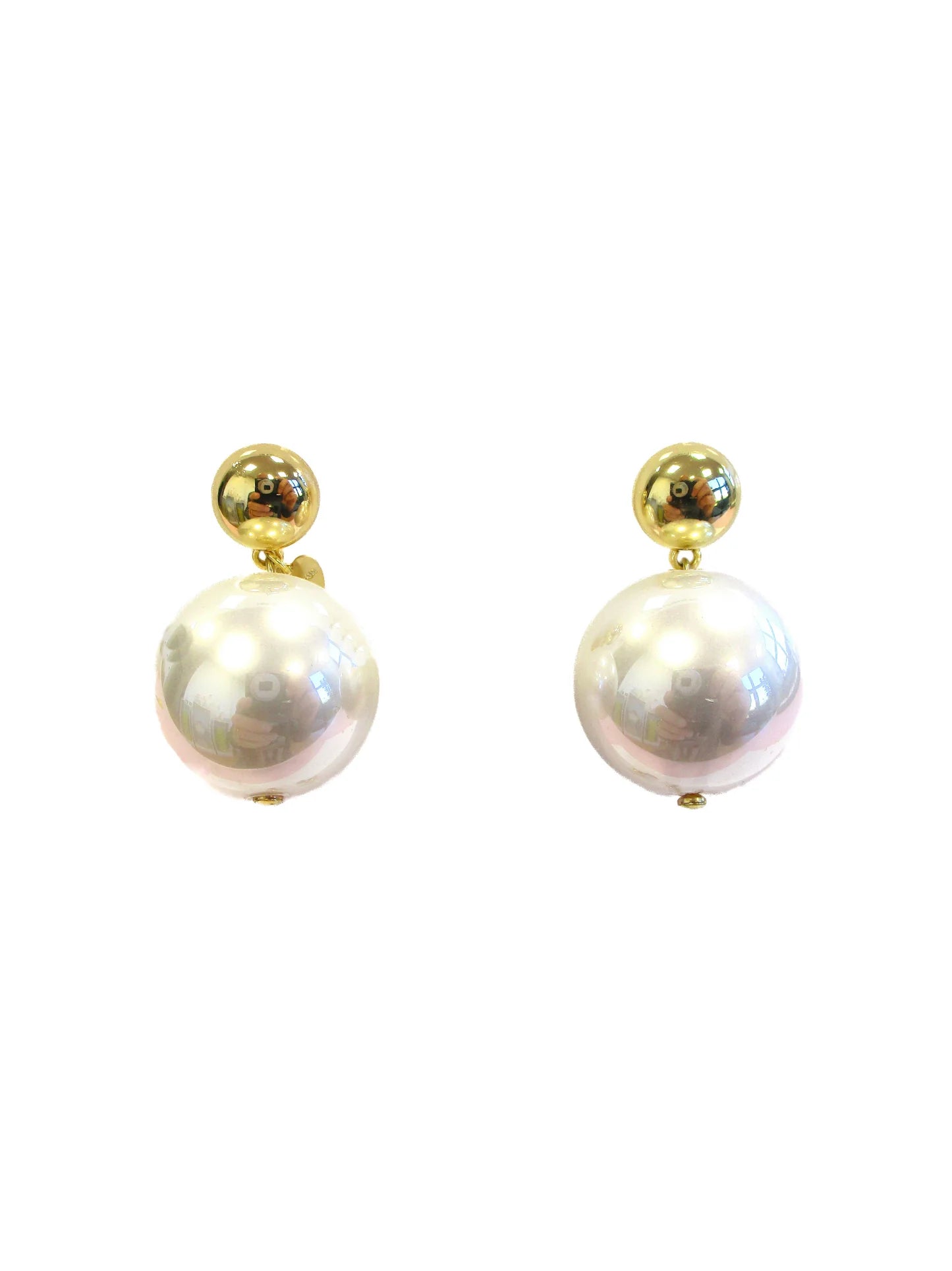 Orecchini pendenti con boulle in resina perlata - Effervescentewhite