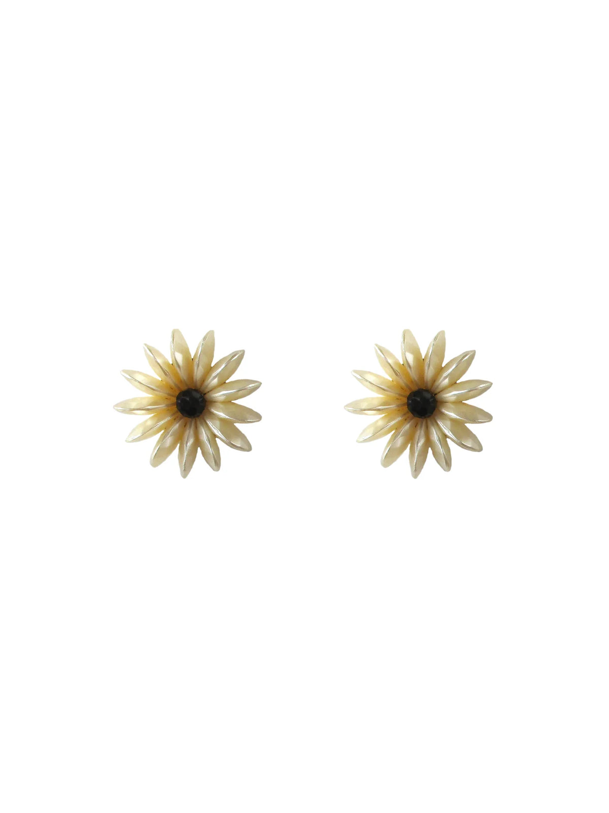 Orecchini fiorellino cucito con resine perlate - Ardesia
