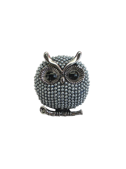 Spilla a gufo con pavè di perline - Arca di Noè