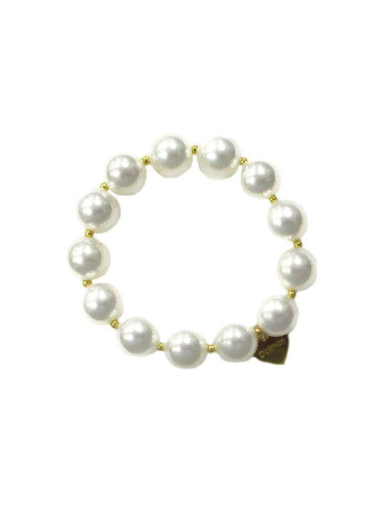 Bracciale elastico in resina perlata - Effervescente white