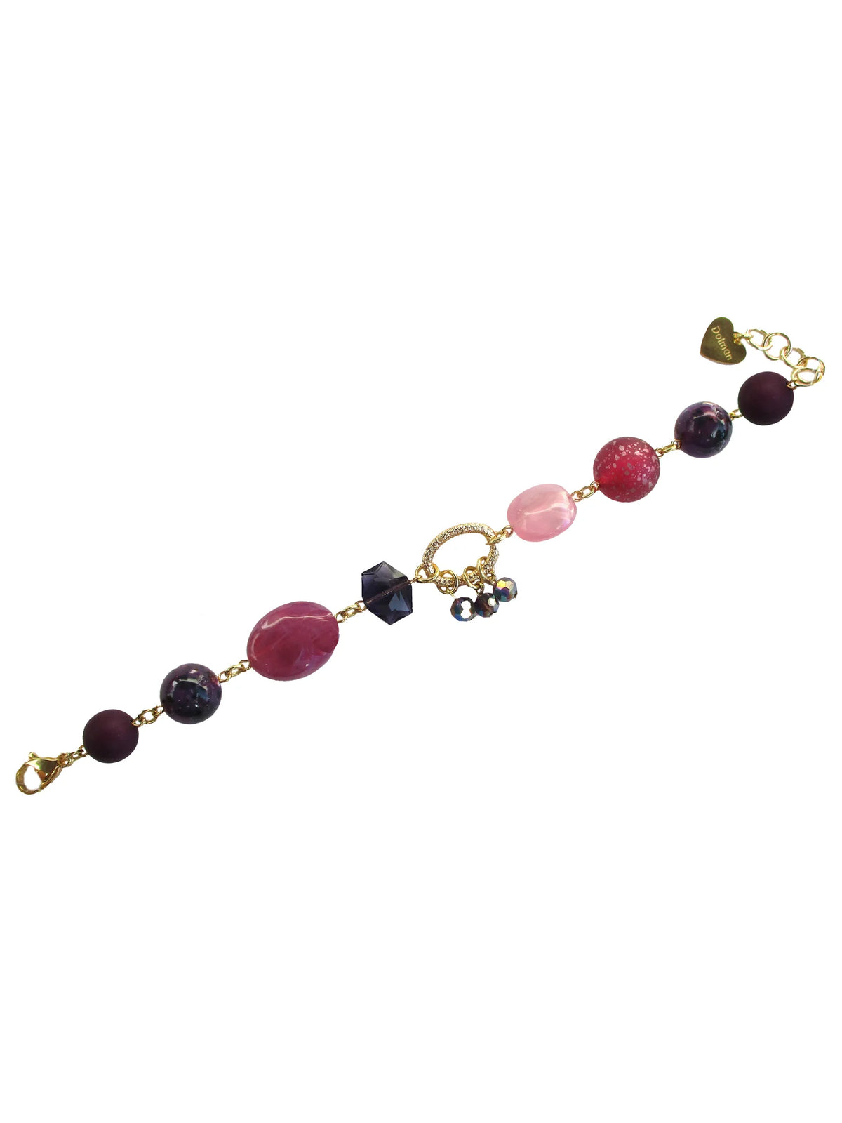 Bracciale incatenato con elementi in resina e cristallo - Potpourri