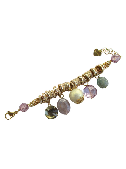Bracciale multifili di catena con charms in resina e cristallo - Ginger