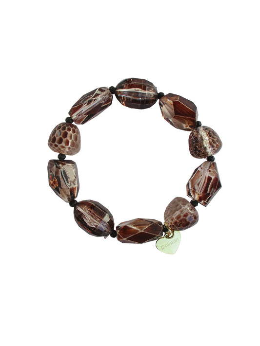 Bracciale elastico con elementi in resina e cristallo - Rabarbaro