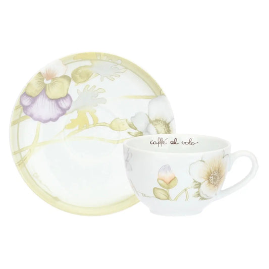 Set 2 tazze colazione con piattino in porcellana Bloom