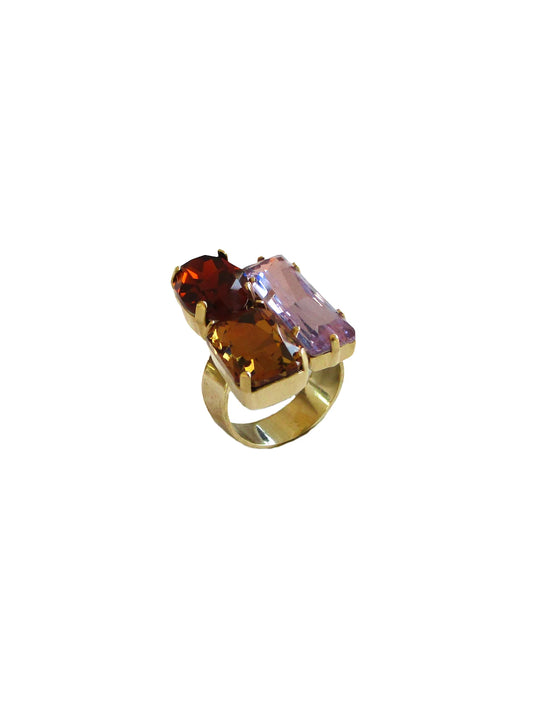 Anello con cristalli a baguette incastonati - Marzapane