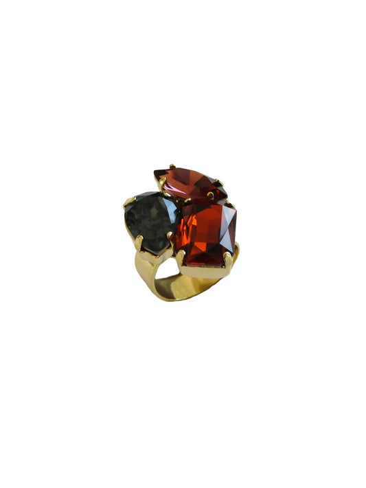 Anello con cristalli incastonati - Indaco
