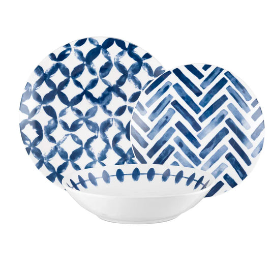 DOMINO Azulejos Servizio Tavola Piatti Set 18 Pezzi in Porcellana